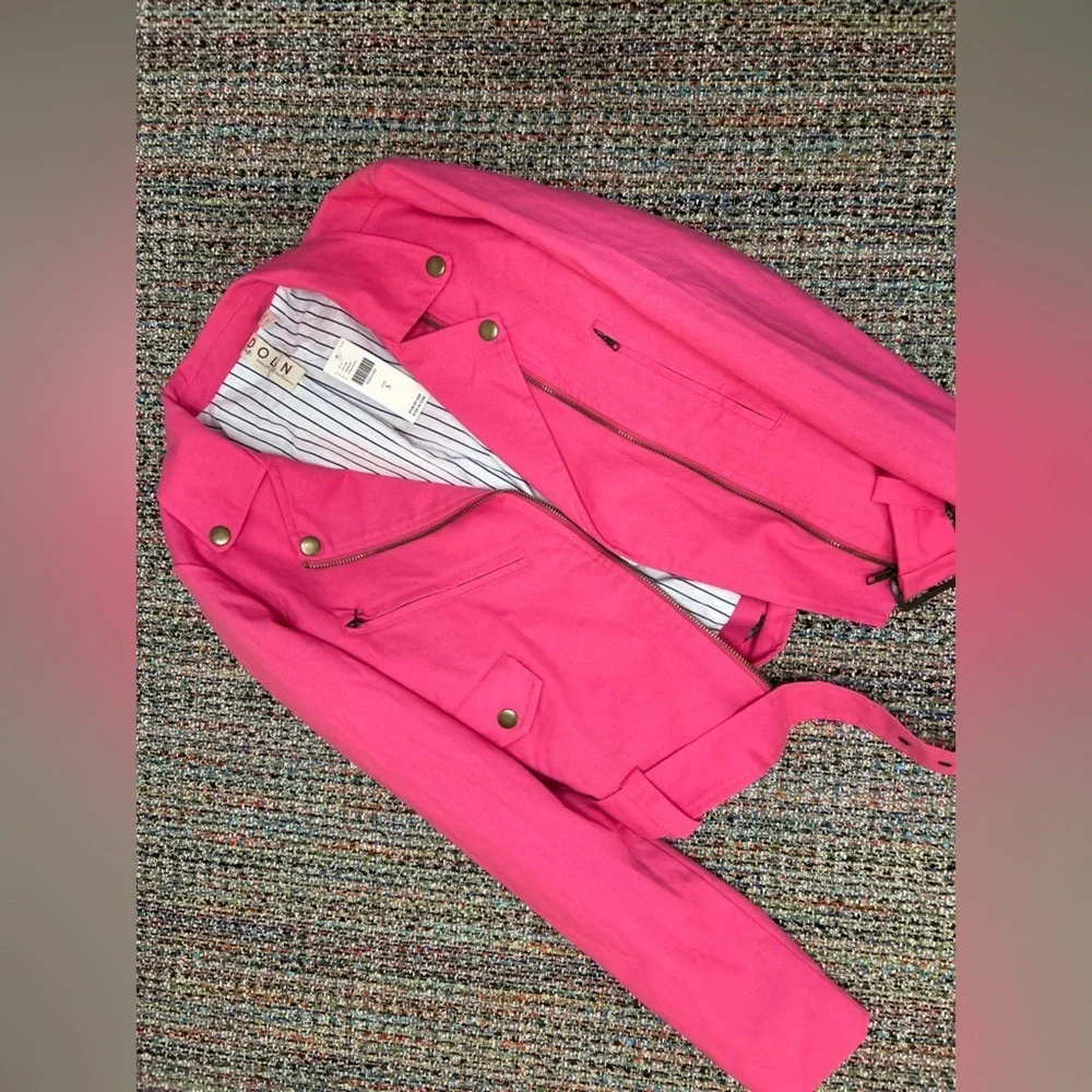 Anthropologie DOLAN Pink Linen Moto Jacket - Picture 9 of 11